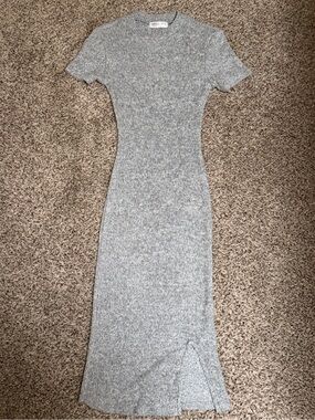 Gray Short-Sleeve Maxi Dress